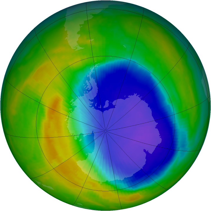 Antarctic ozone map for 01 November 1996